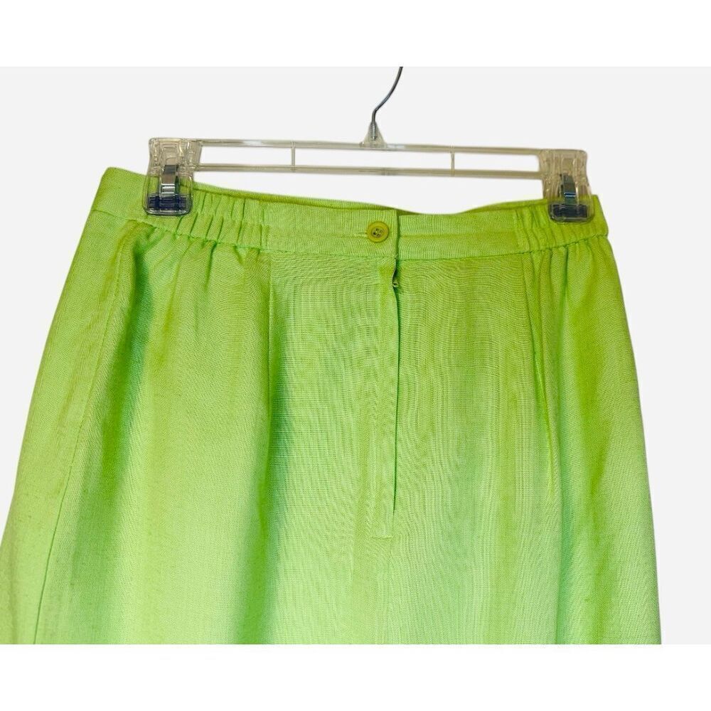 Requirements Linen Blend A-Line Skirt Bright Green Sz. 8  Professional Country C - Picture 4 of 8
